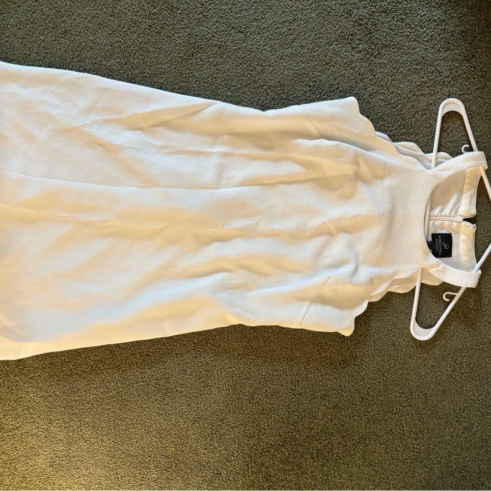 Adrianna Papel scalloped edges white halter neck dress